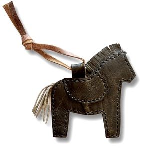 Leather Horse Purse Charm Handmade Dark Olive Green